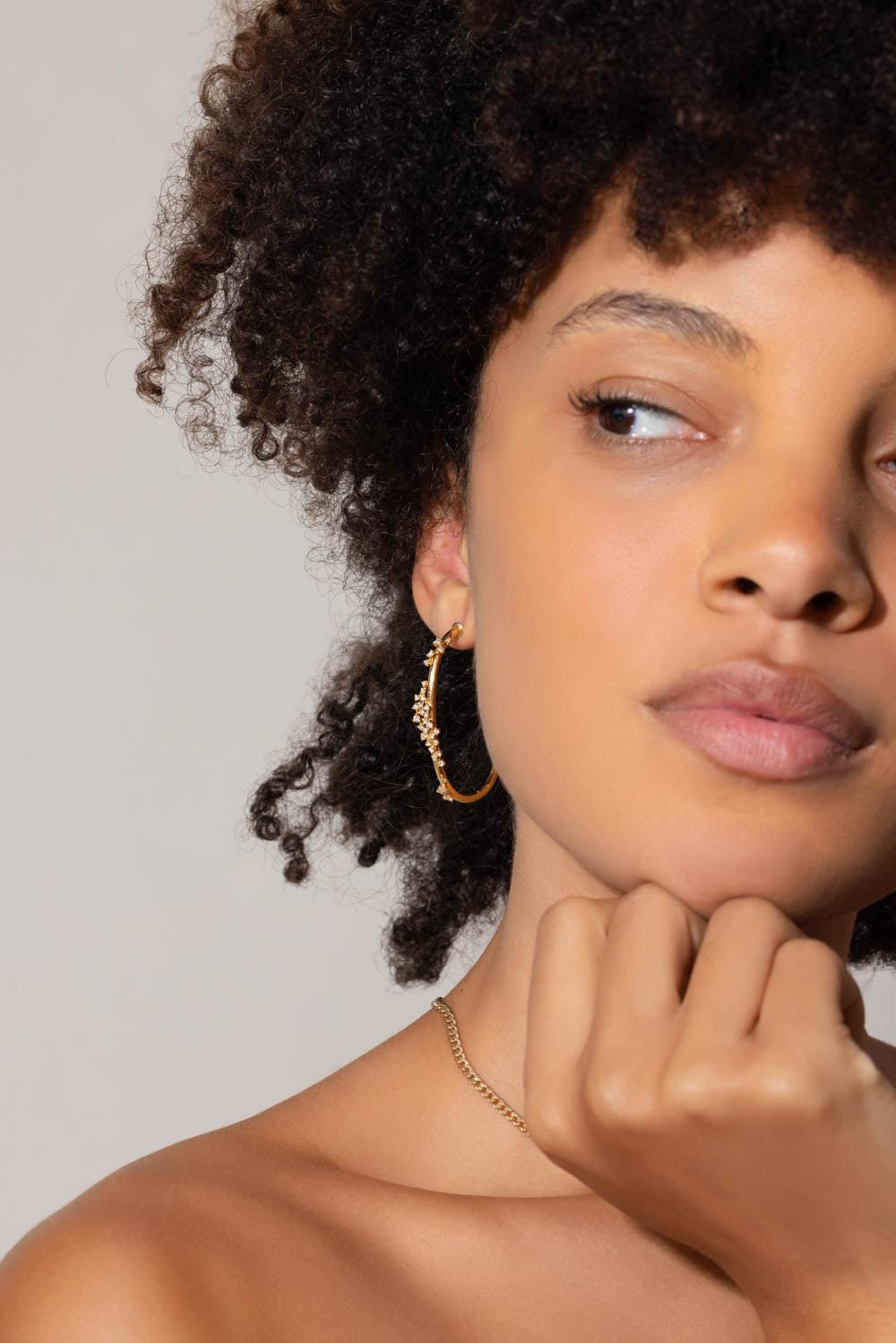 ANANYA-Large Scatter Diamond Hoop Earrings-YELLOW GOLD