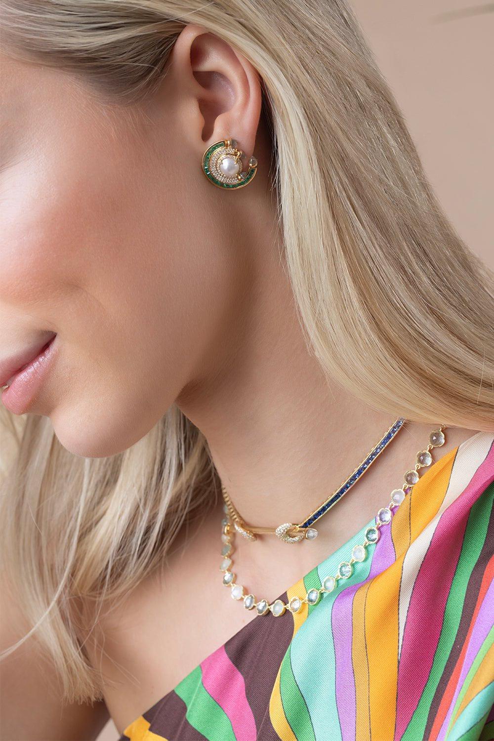ANANYA-Rainbow Chakra Diamond Tennis Necklace - Rose Gold-ROSE GOLD