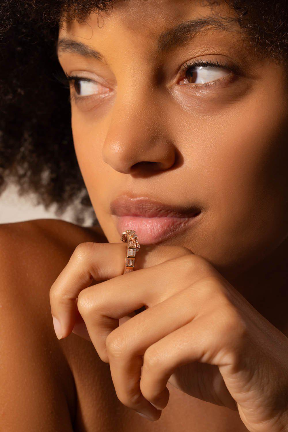 ANANYA-Diamond Scatter Baguette Ring-ROSE GOLD