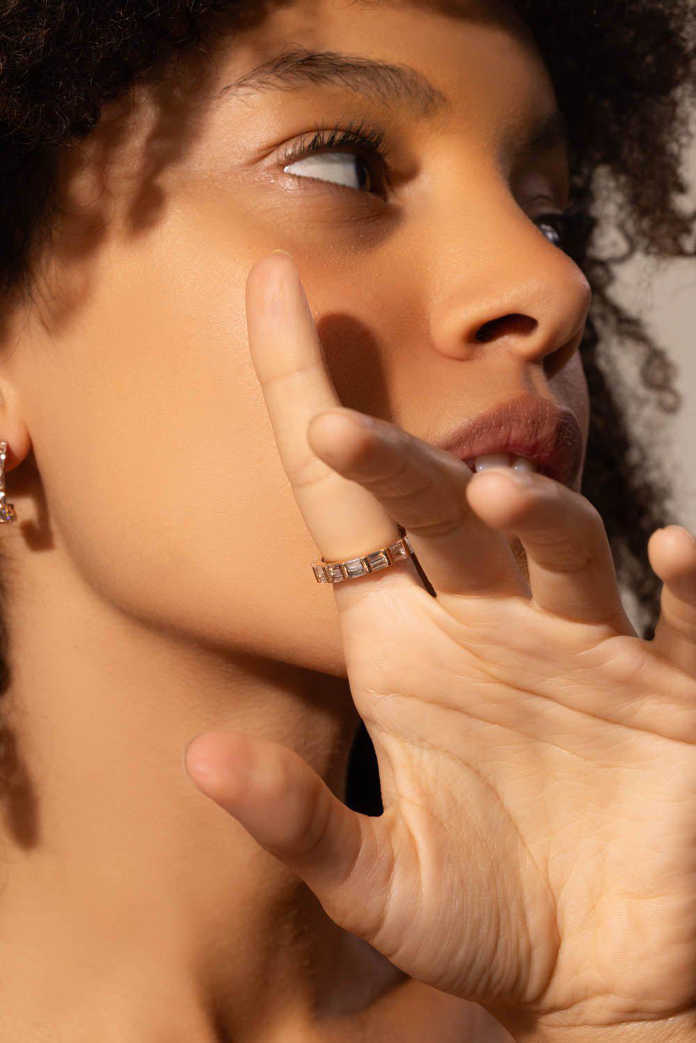 ANANYA-Diamond Scatter Baguette Ring-ROSE GOLD