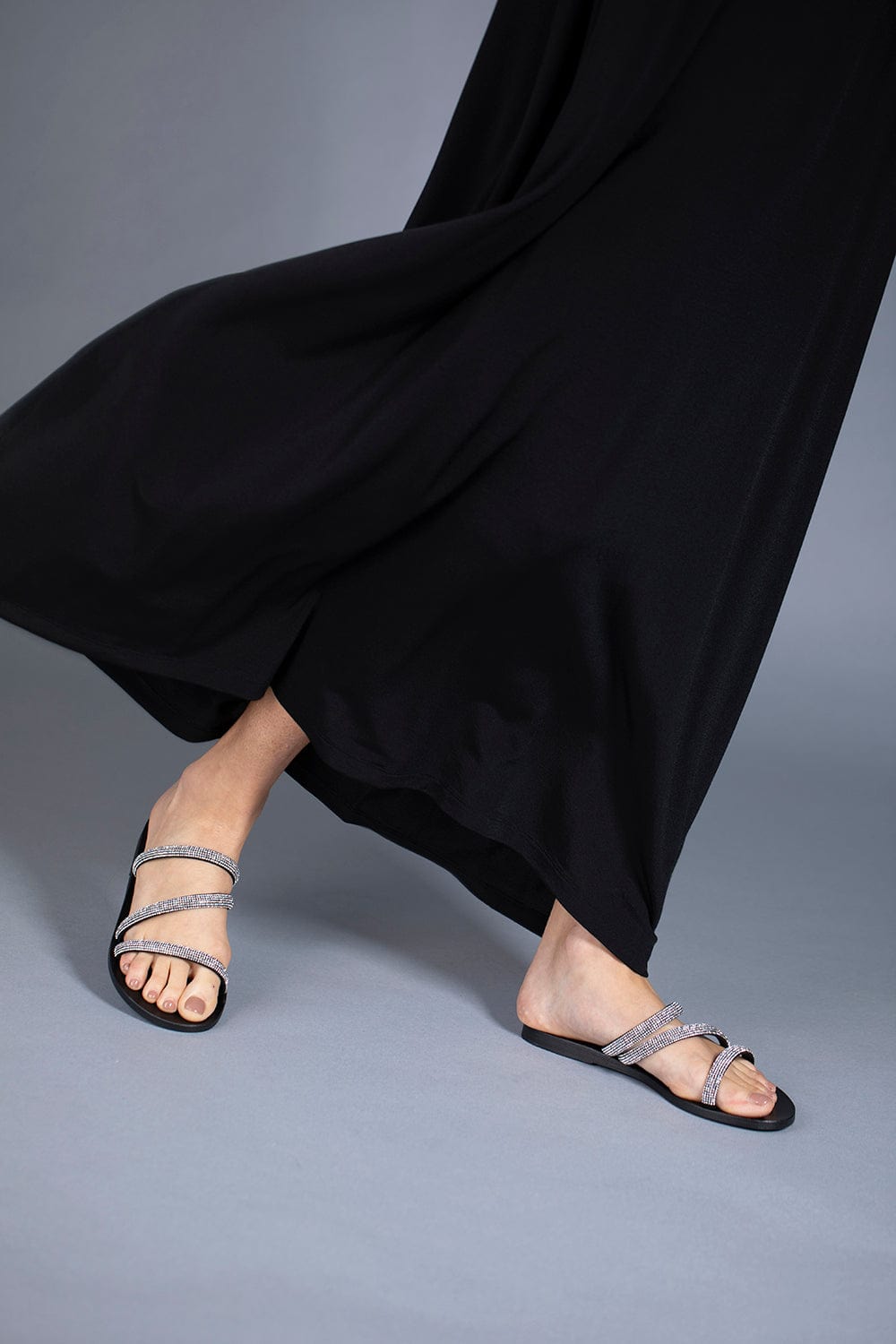 ANCIENT GREEK SANDALS-Polytimi Diamante Flat Sandal-