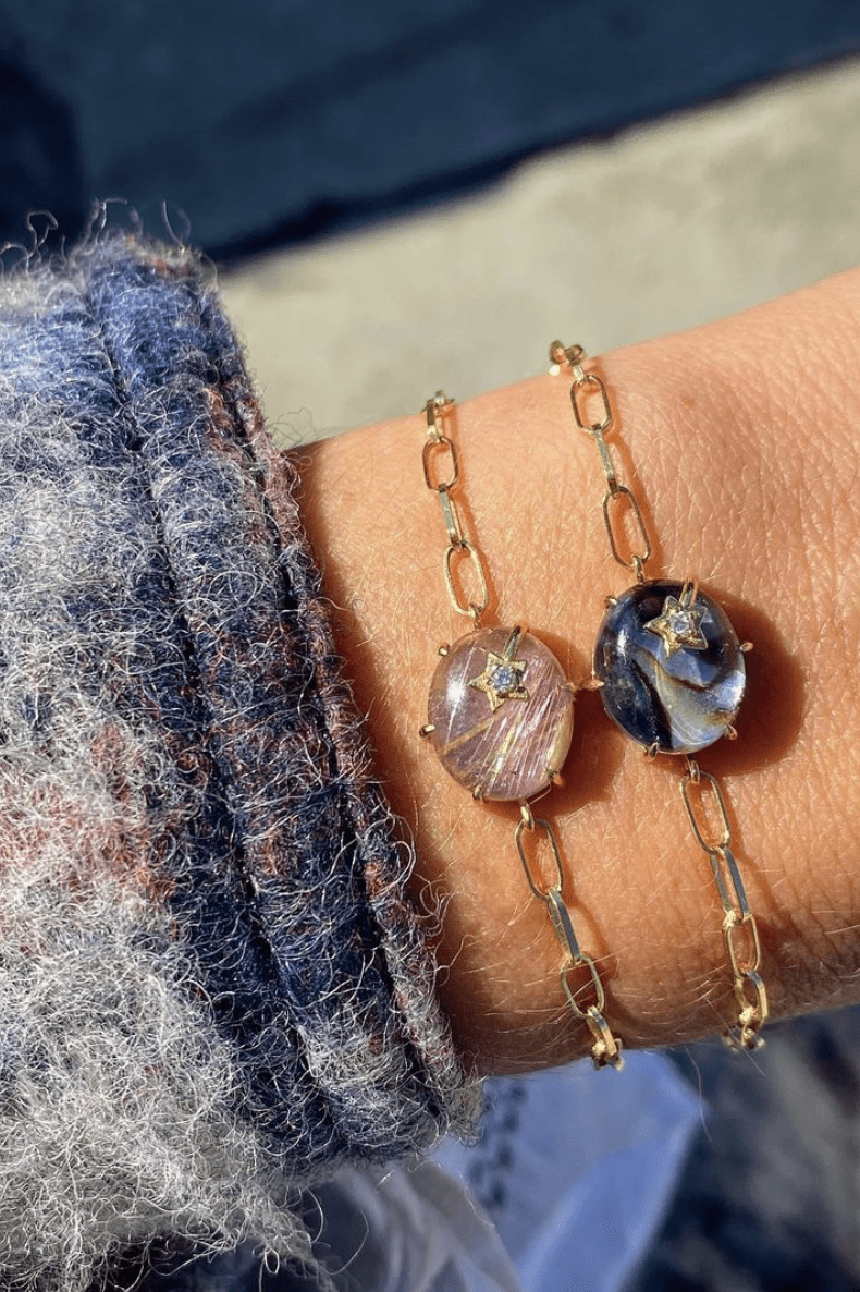 ANDREA FOHRMAN-Mini Galaxy Chain Bracelet-YELLOW GOLD