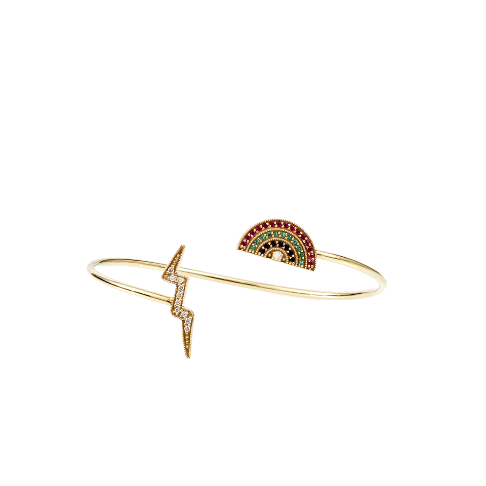 ANDREA FOHRMAN-Rainbow Lightening Bolt Cuff-YELLOW GOLD