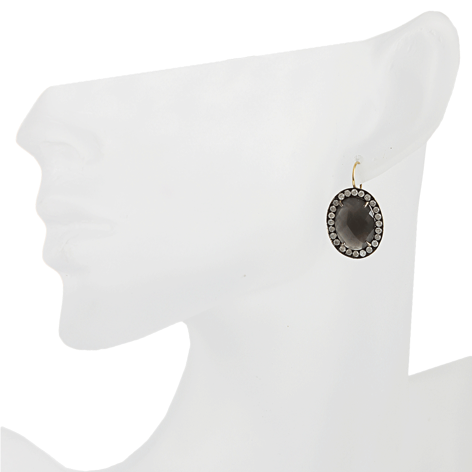 ANDREA FOHRMAN-Oval Grey Moonstone with Ice Diamonds Earrings-R GOLD