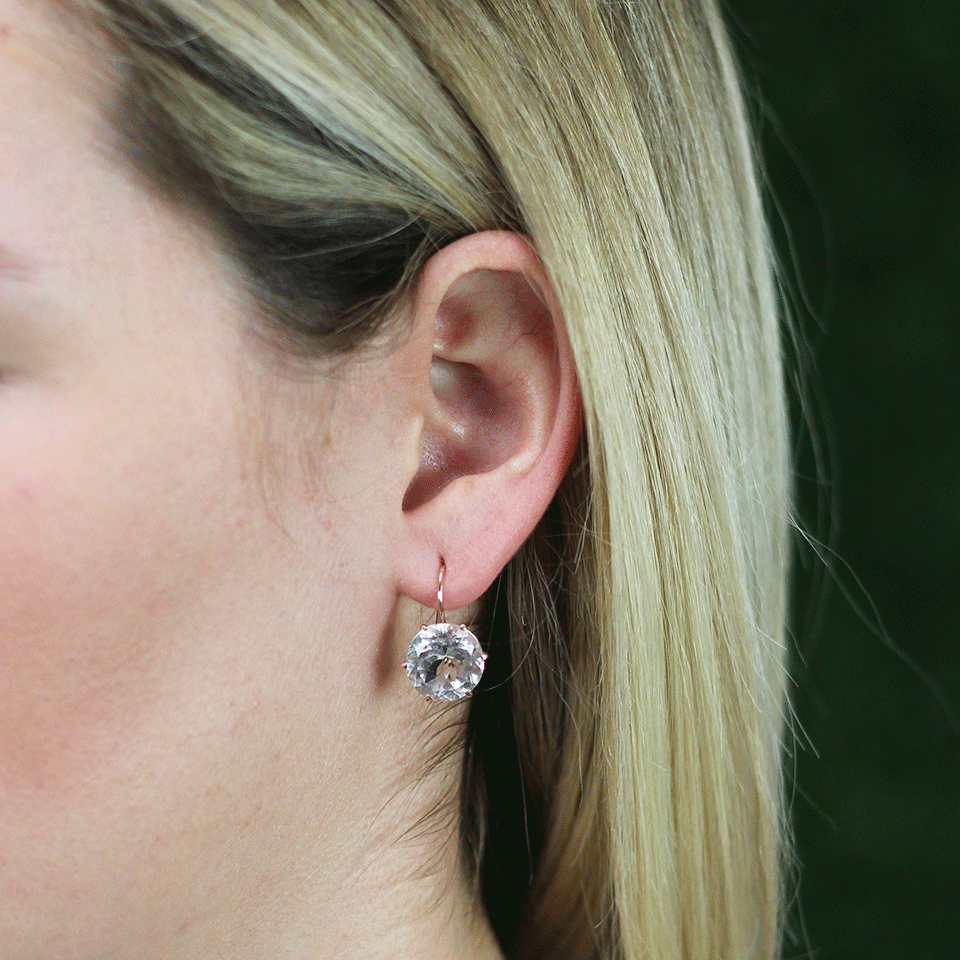 ANDREA FOHRMAN-12MM Rock Crystal Drop Earrings-ROSE GOLD