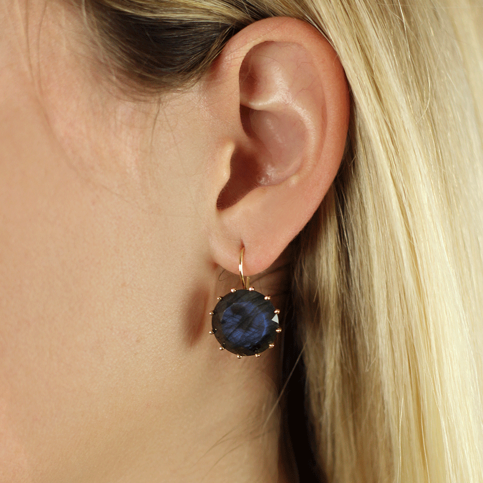 ANDREA FOHRMAN-Round Facetted Labradorite Earrings-ROSE GOLD
