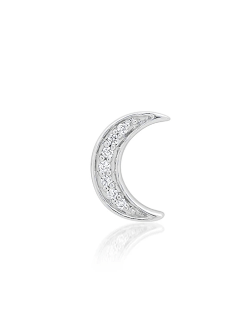 ANDREA FOHRMAN-Mini White Diamond Crescent Stud-WHITE GOLD