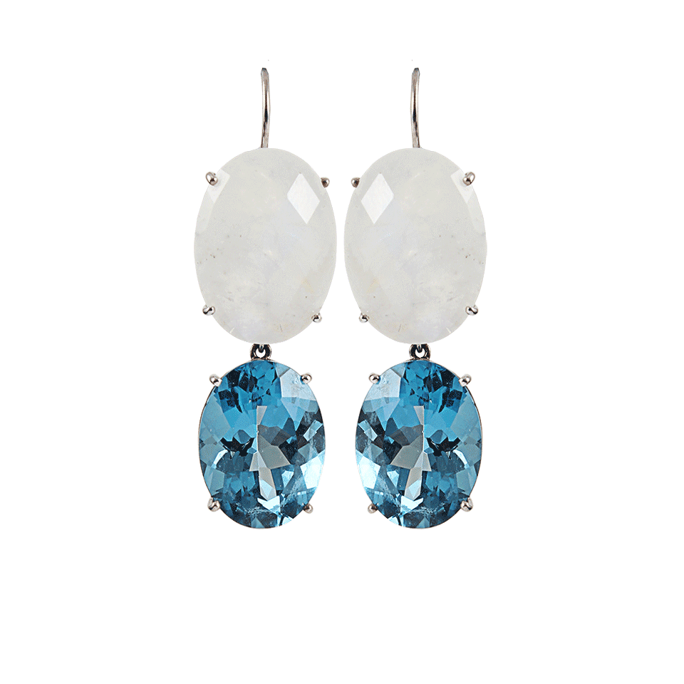 ANDREA FOHRMAN-Double Oval Rainbow Moonstone and London Blue Topaz Earrings-WHT GOLD
