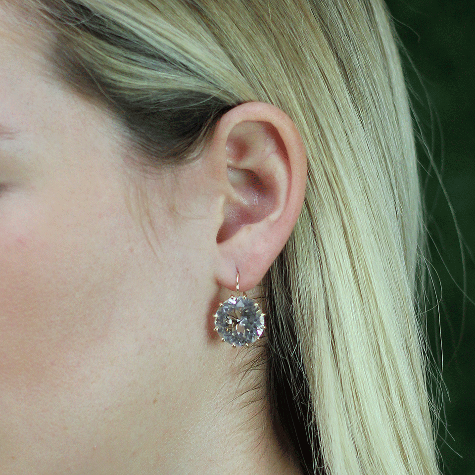 ANDREA FOHRMAN-15MM Rock Crystal Drop Earrings-YELLOW GOLD