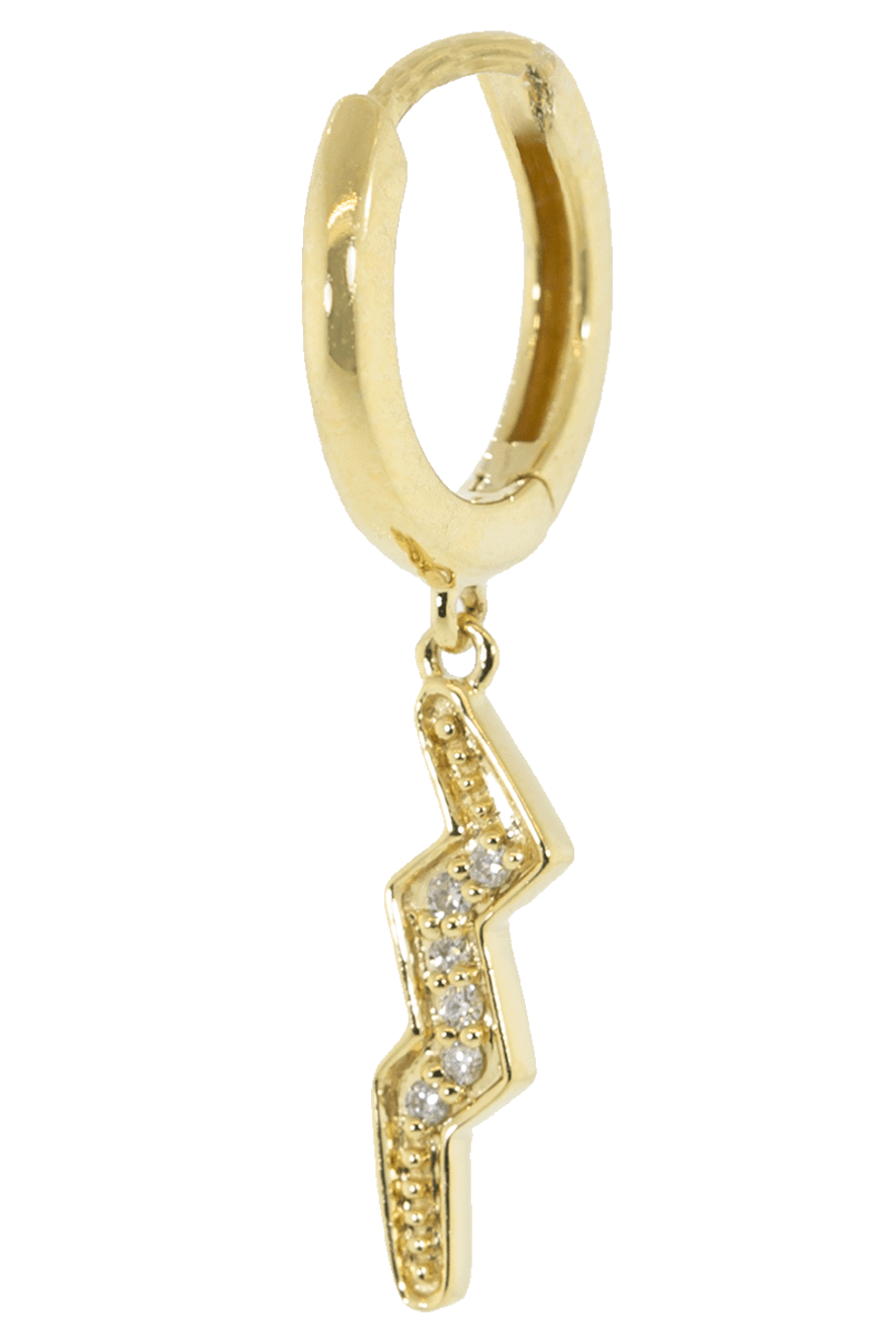 ANDREA FOHRMAN-Diamond Lightning Bolt Single Hoop Earring-YELLOW GOLD