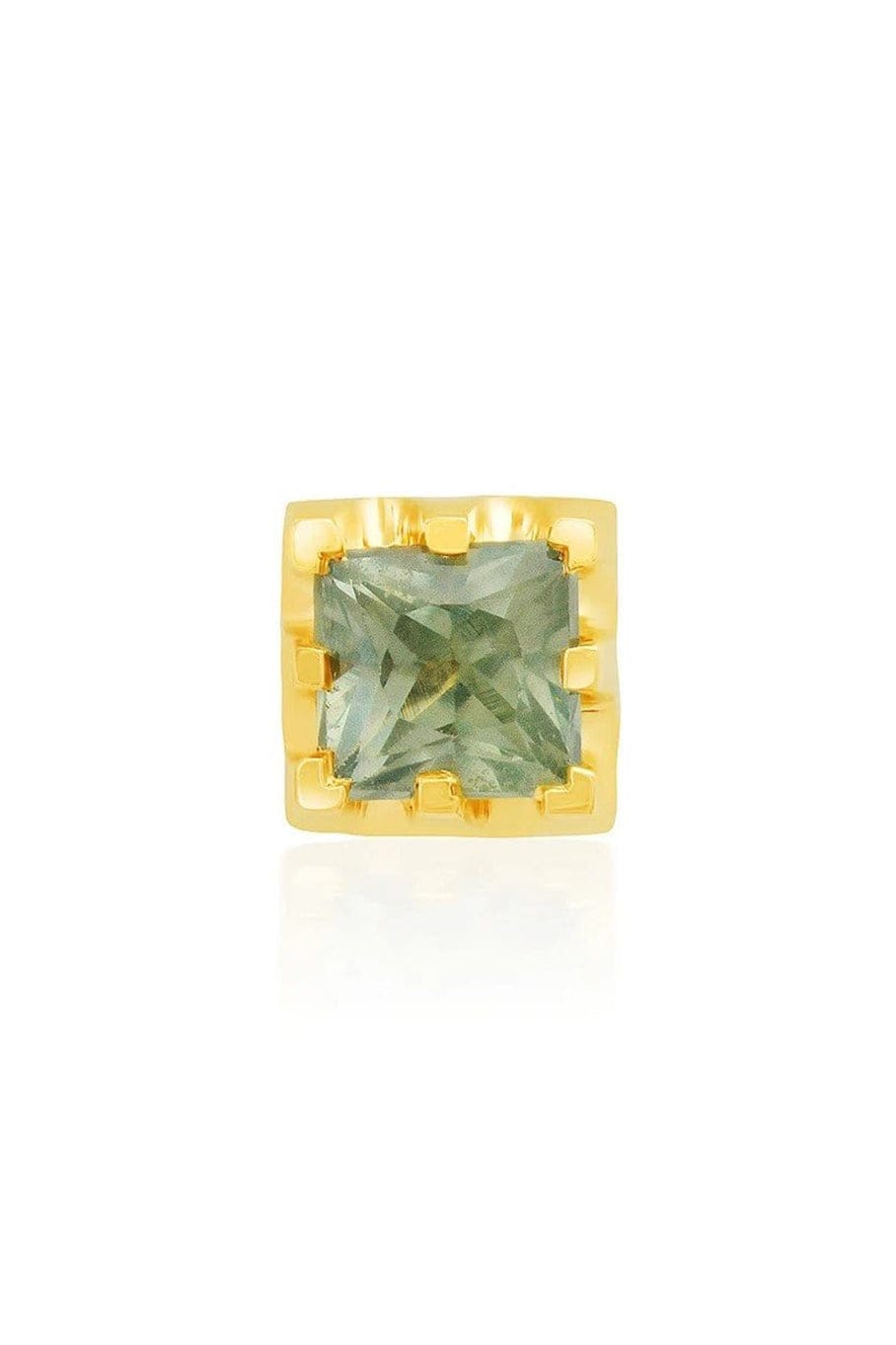 ANDREA FOHRMAN-Green Sapphire Square Stud-YELLOW GOLD