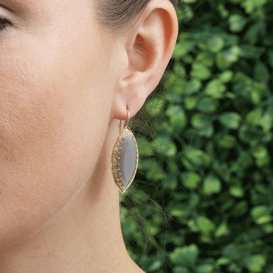 ANDREA FOHRMAN-Marquis Grey Moonstone Earrings-YELLOW GOLD
