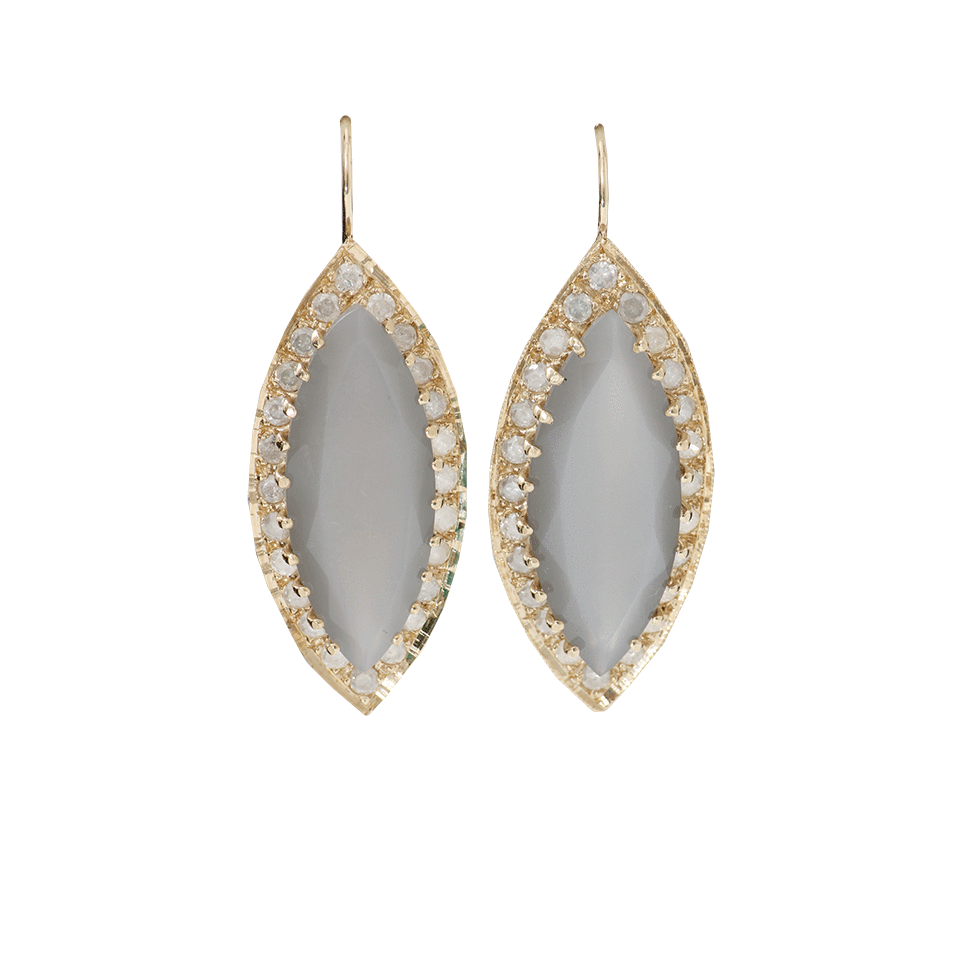 ANDREA FOHRMAN-Marquis Grey Moonstone Earrings-YELLOW GOLD