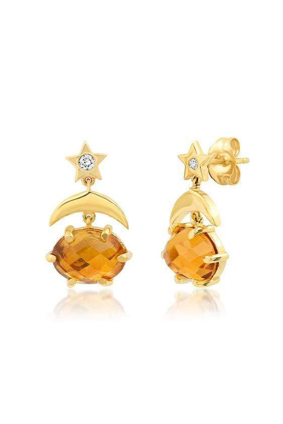 ANDREA FOHRMAN-Mini Cosmo Citrine Drop Earrings-YELLOW GOLD