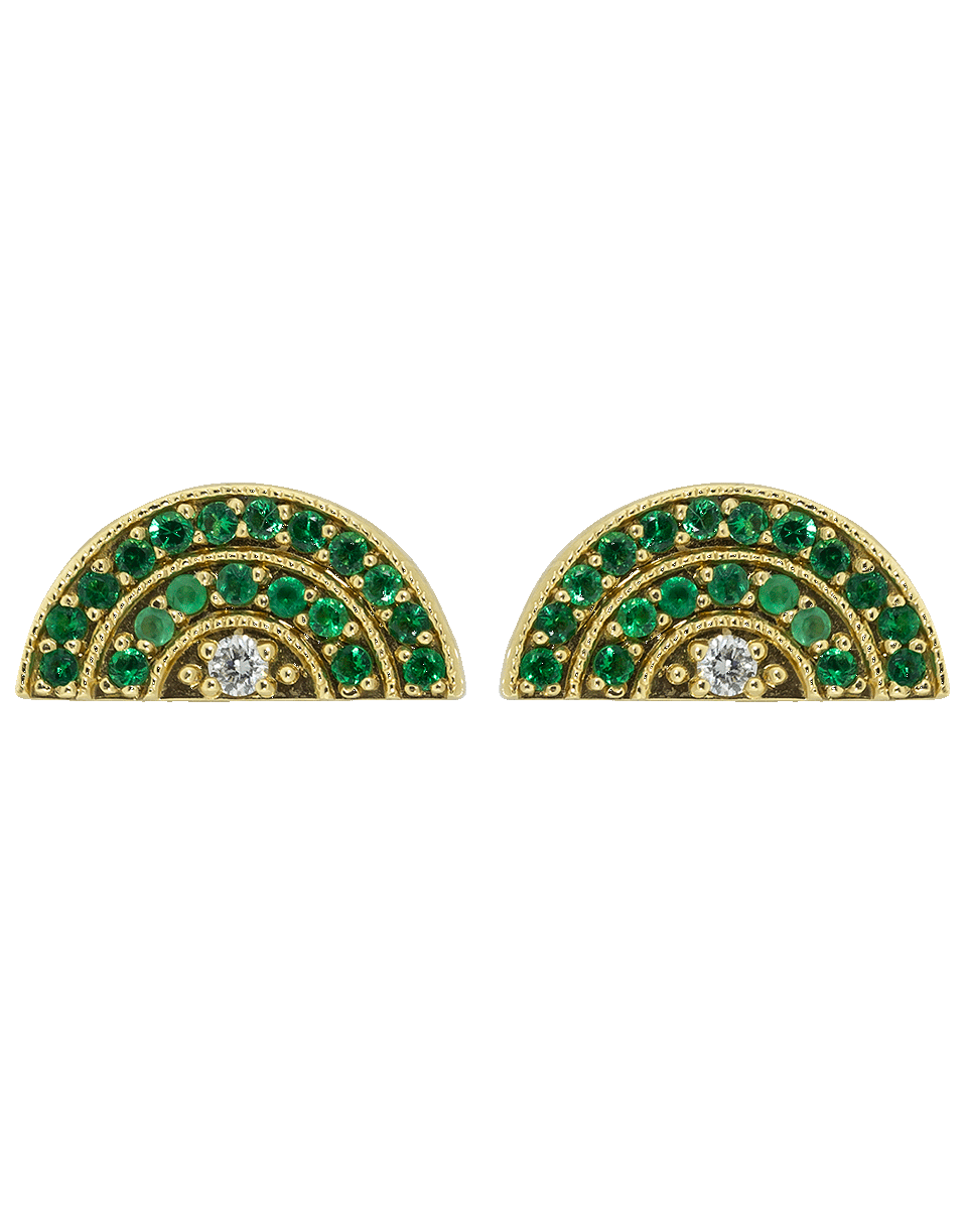 ANDREA FOHRMAN-Mini Emerald and Diamond Stud Earrings-YELLOW GOLD