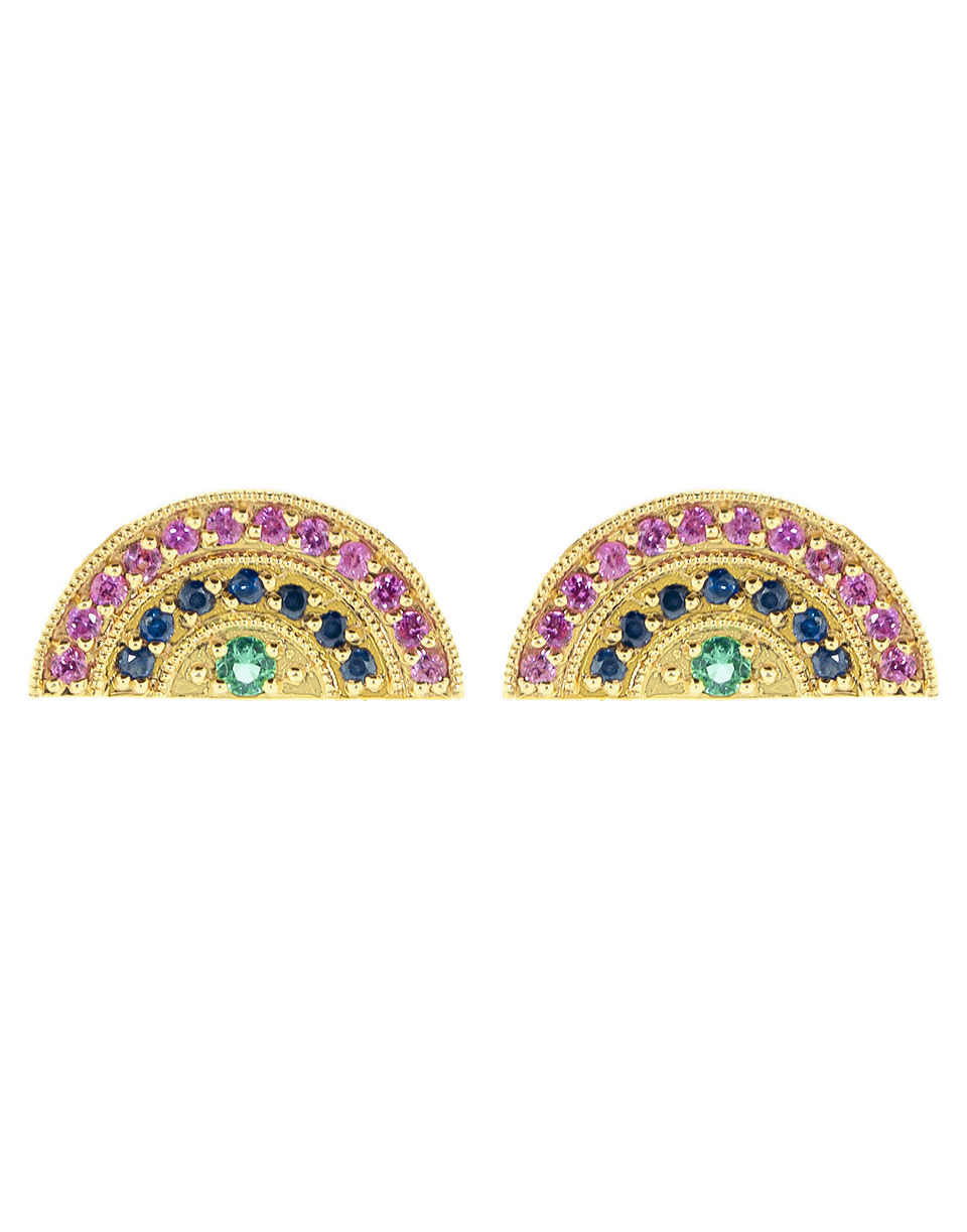 ANDREA FOHRMAN-Mini Multi Sapphire Rainbow Earrings-YELLOW GOLD