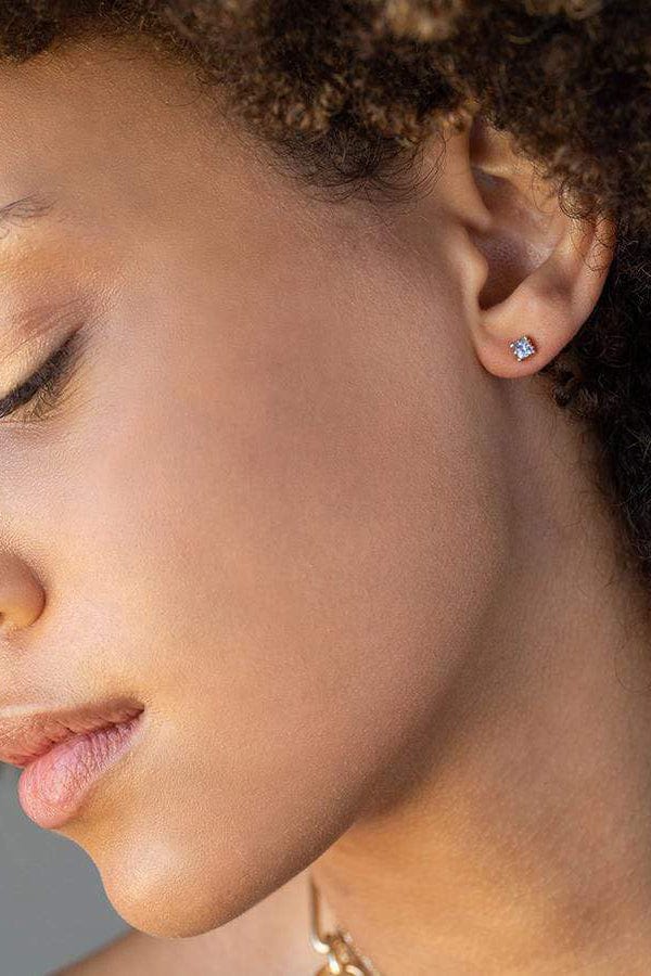 ANDREA FOHRMAN-Pastel Orange Sapphire Square Stud-YELLOW GOLD