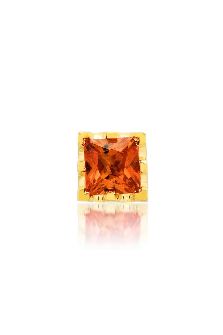 ANDREA FOHRMAN-Pastel Orange Sapphire Square Stud-YELLOW GOLD