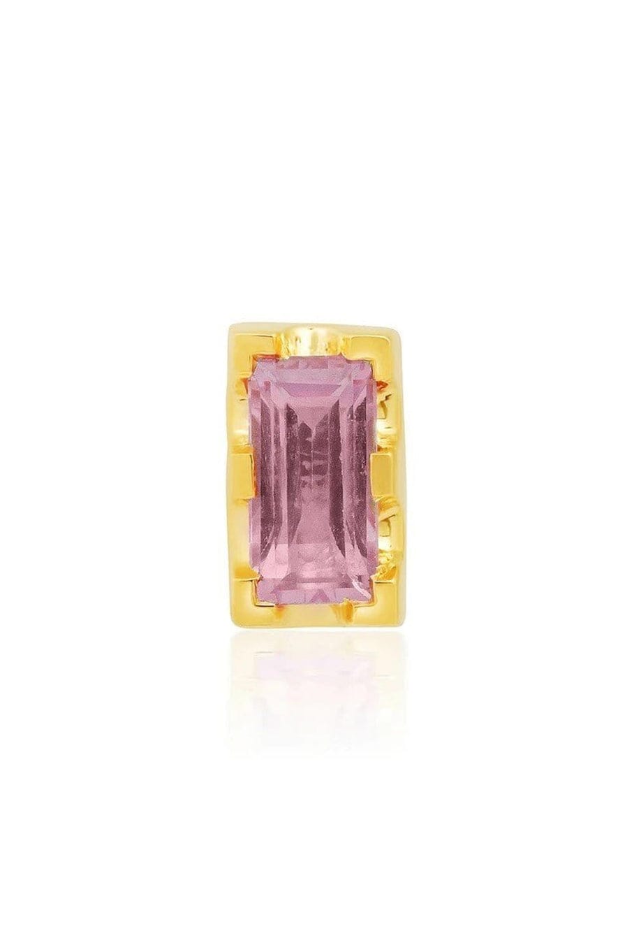 ANDREA FOHRMAN-Pink Sapphire Baguette Stud-YELLOW GOLD