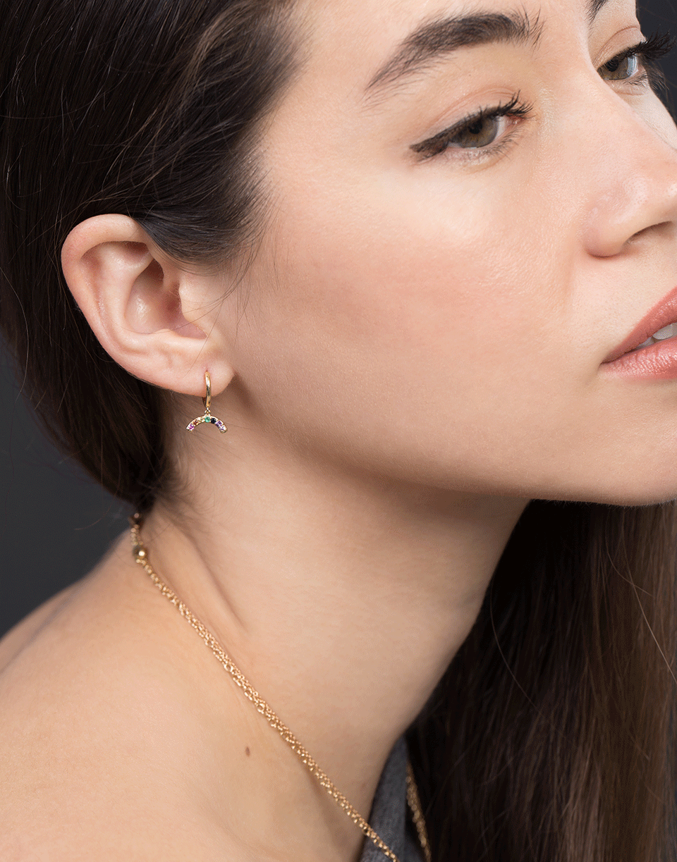 ANDREA FOHRMAN-Rainbow Hoop Single Earring-YELLOW GOLD