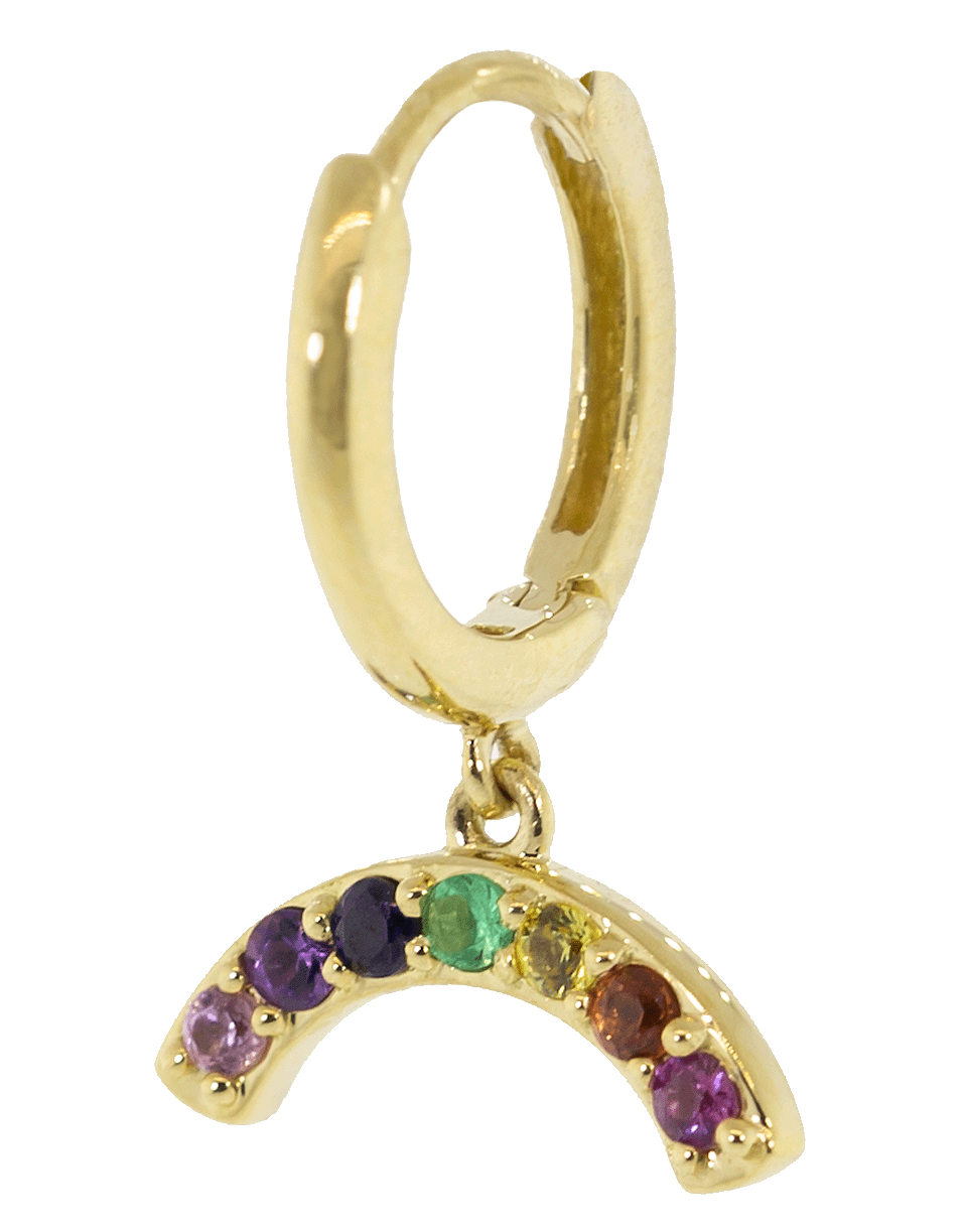 ANDREA FOHRMAN-Rainbow Hoop Single Earring-YELLOW GOLD