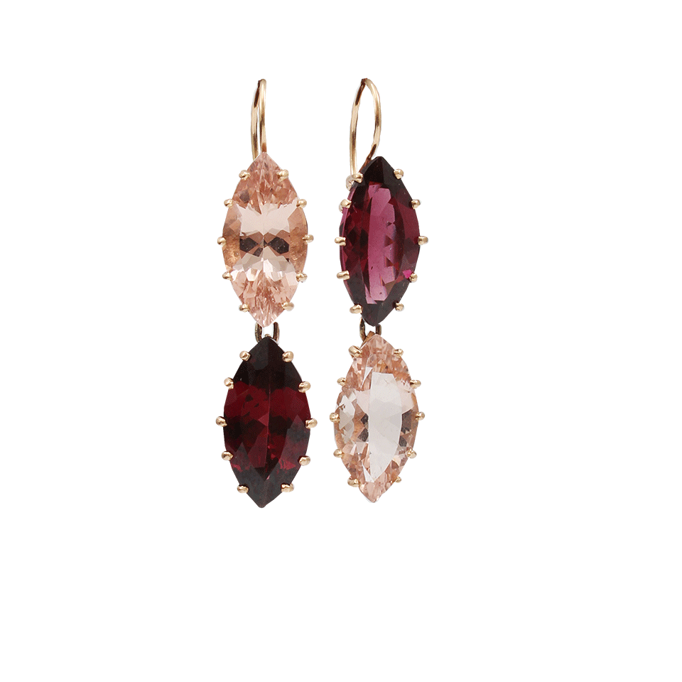 ANDREA FOHRMAN-Rhodolite Garnet And Morganite Drop Earrings-YELLOW GOLD