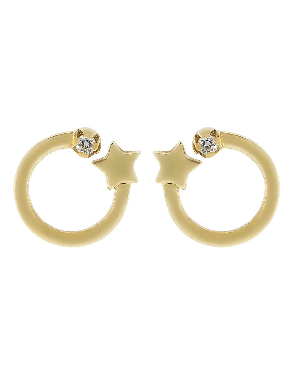 ANDREA FOHRMAN-Shooting Star Circle Earrings-YELLOW GOLD