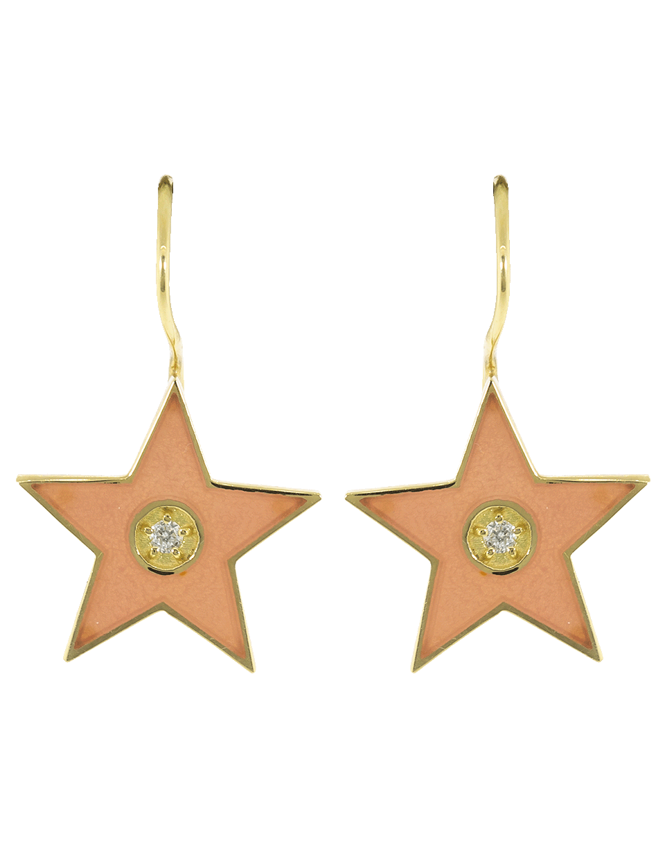 ANDREA FOHRMAN-Small Enamel Diamond Star Earrings-YELLOW GOLD