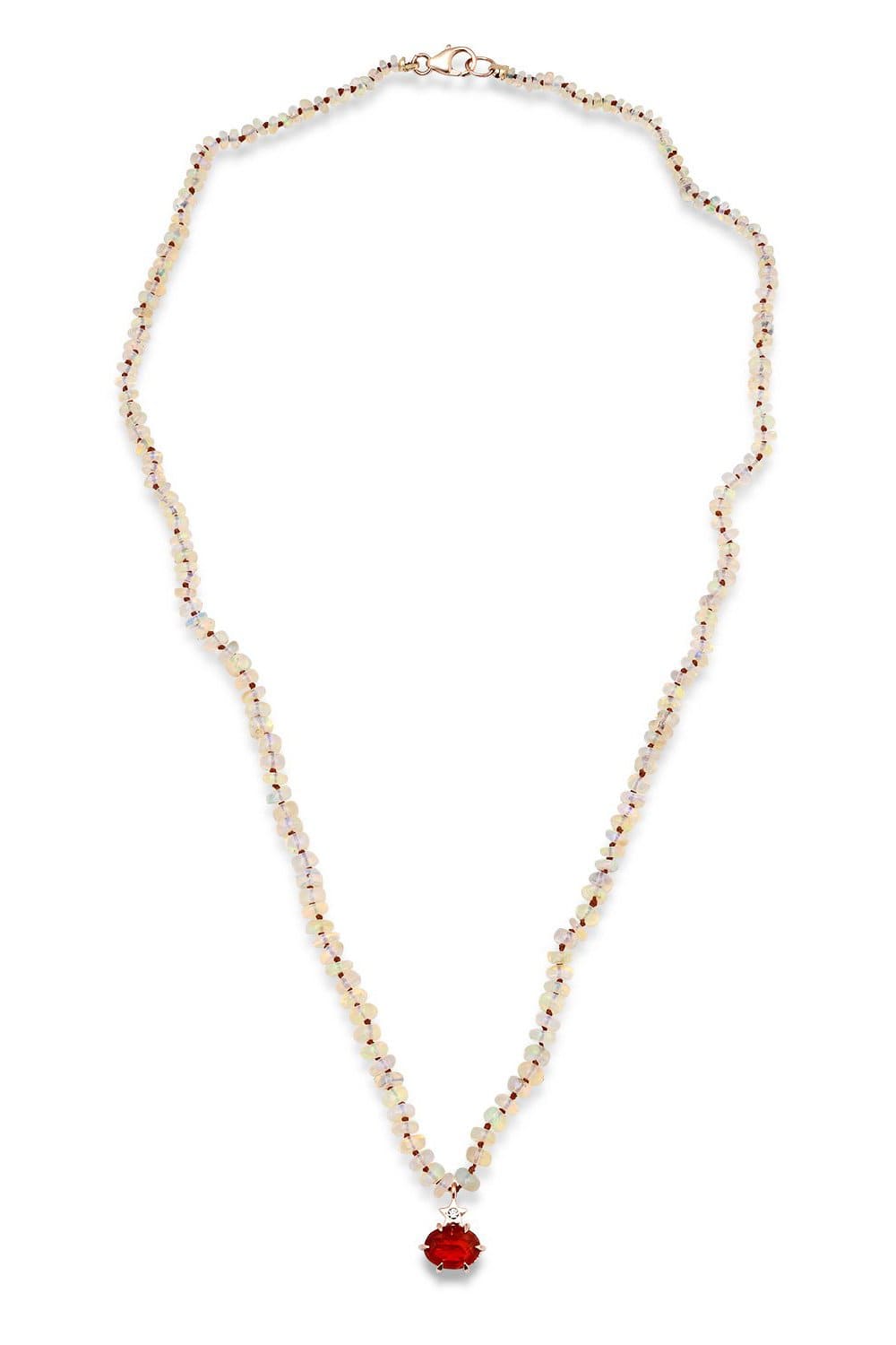 ANDREA FOHRMAN-Fire Opal Ethiopian Bead Necklace-ROSE GOLD