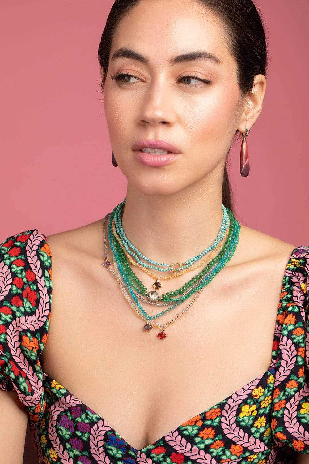 ANDREA FOHRMAN-Mini Cosmo Labradorite Bead Necklace-ROSE GOLD