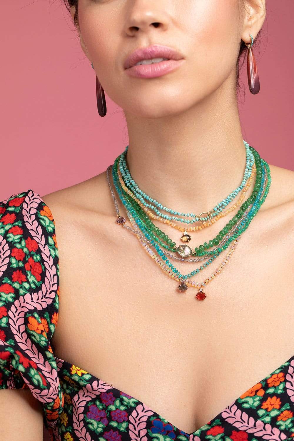 ANDREA FOHRMAN-Mini Cosmo Labradorite Bead Necklace-ROSE GOLD
