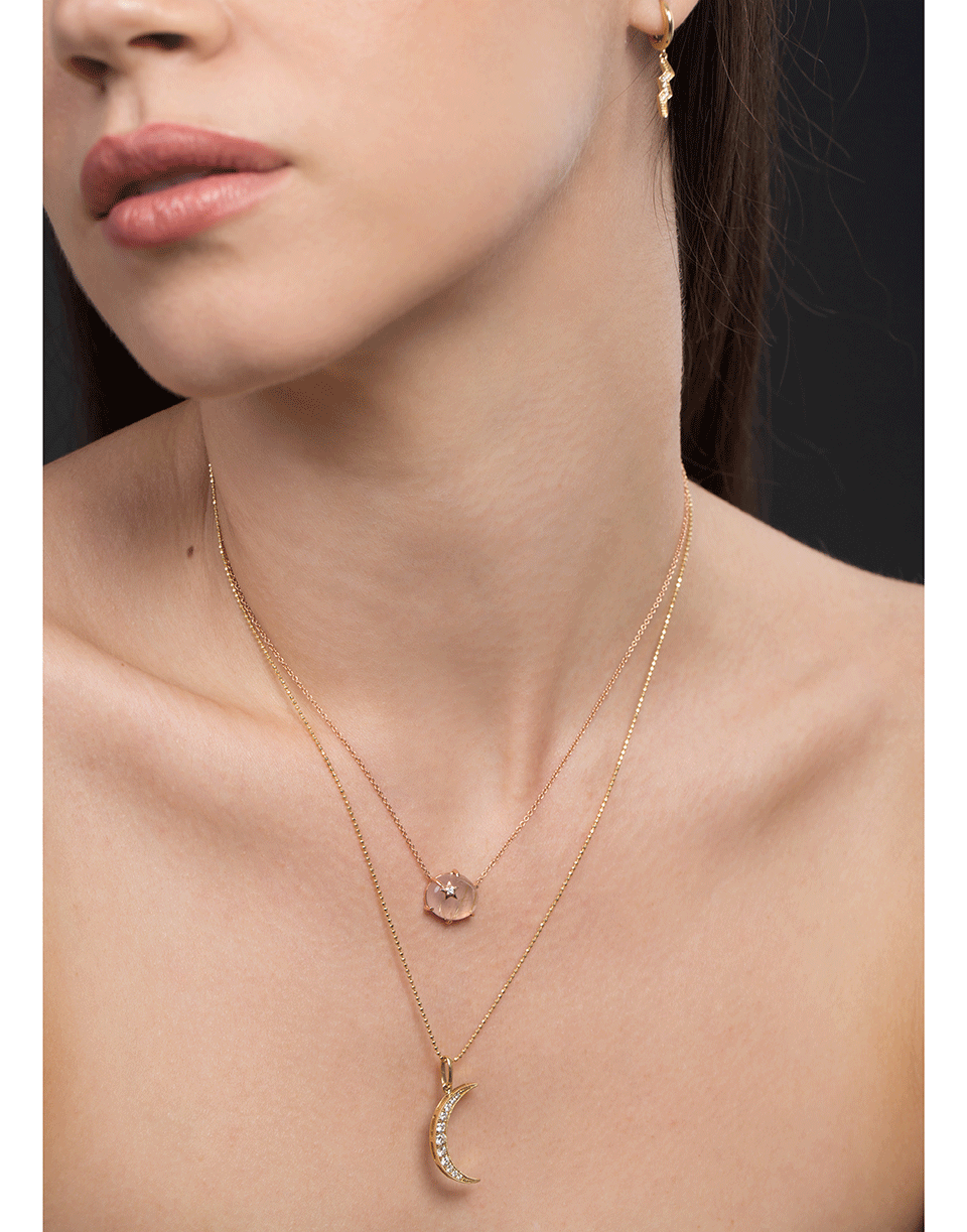ANDREA FOHRMAN-Mini Galaxy Guava Quartz Necklace-ROSE GOLD