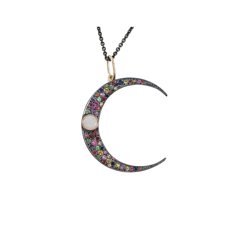 ANDREA FOHRMAN-Crescent Moon Pendant Necklace-SILVER