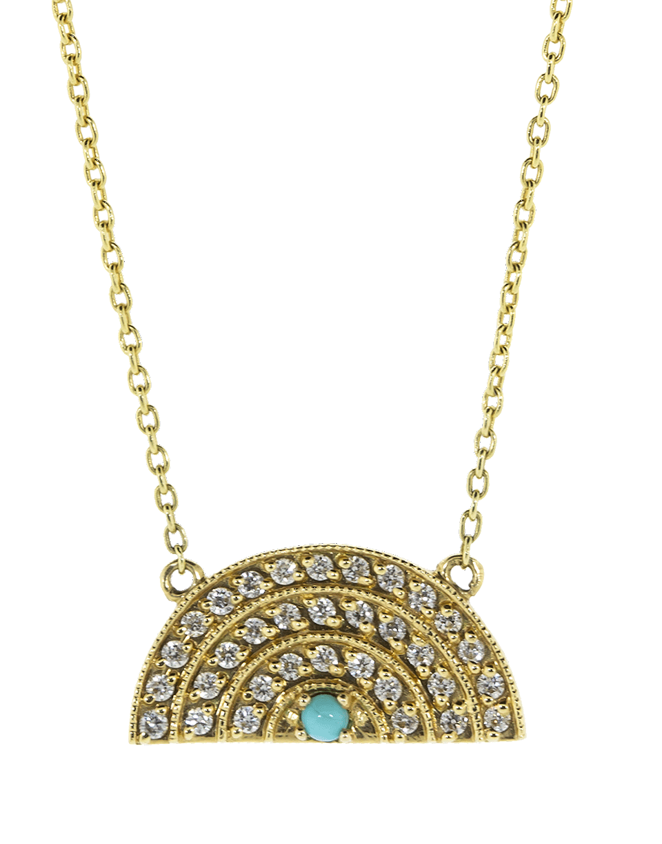 ANDREA FOHRMAN-Diamond and Turquoise Rainbow Necklace-YELLOW GOLD
