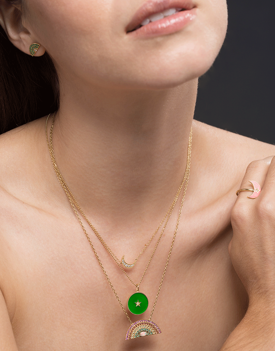 ANDREA FOHRMAN-Green Enamel Star Necklace-YELLOW GOLD