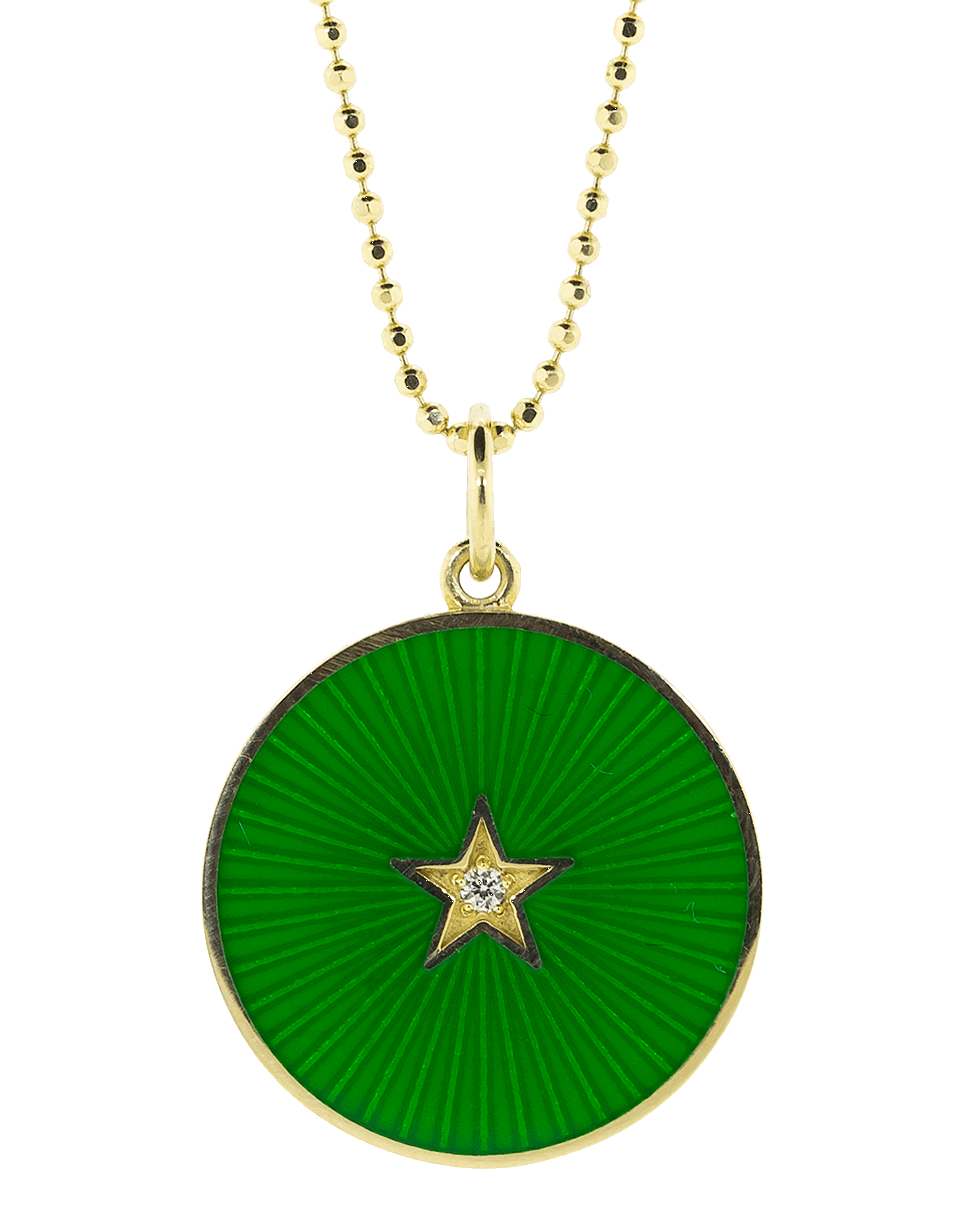 ANDREA FOHRMAN-Green Enamel Star Necklace-YELLOW GOLD