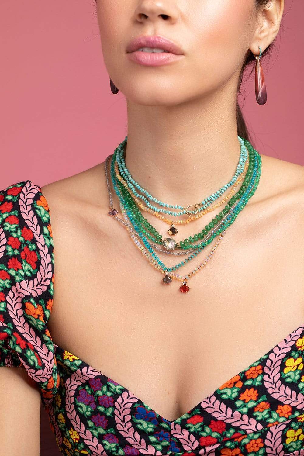 ANDREA FOHRMAN-Labradorite Ethiopian Bead Necklace-YELLOW GOLD