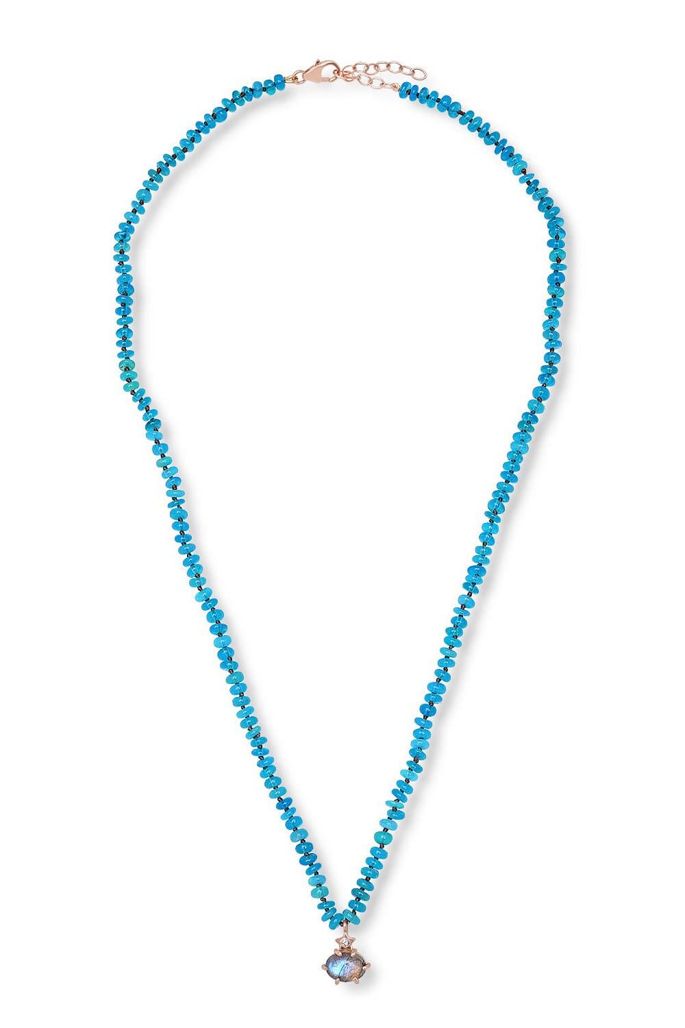 ANDREA FOHRMAN-Labradorite Ethiopian Bead Necklace-YELLOW GOLD
