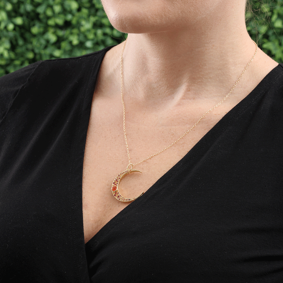 ANDREA FOHRMAN-Large Luna Moon Necklace-YELLOW GOLD
