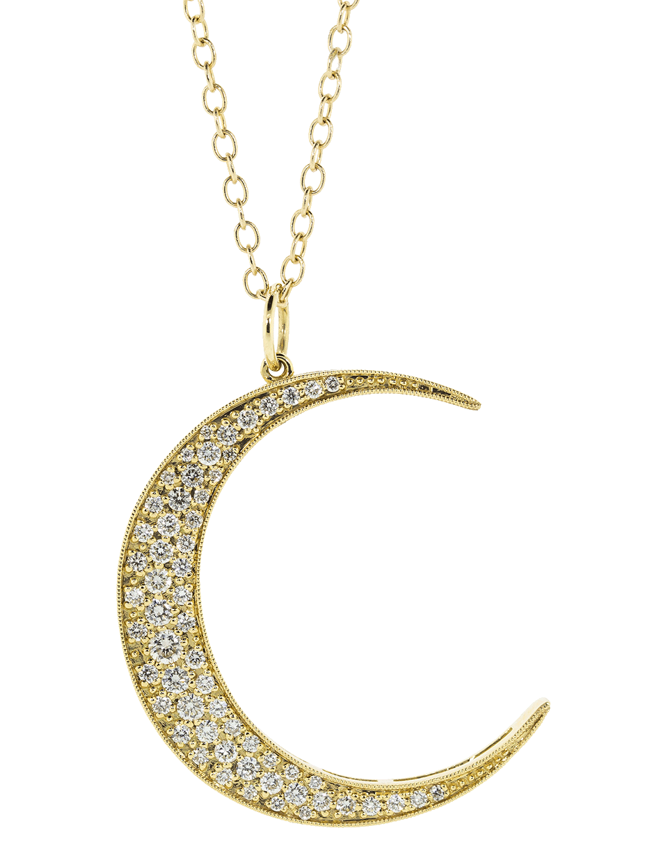 ANDREA FOHRMAN-Large White Diamond Luna Necklace-YELLOW GOLD