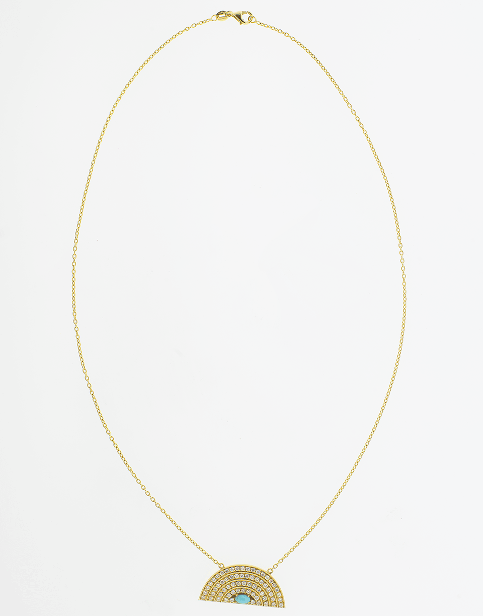 ANDREA FOHRMAN-Medium Diamond And Turquoise Rainbow Necklace-YELLOW GOLD