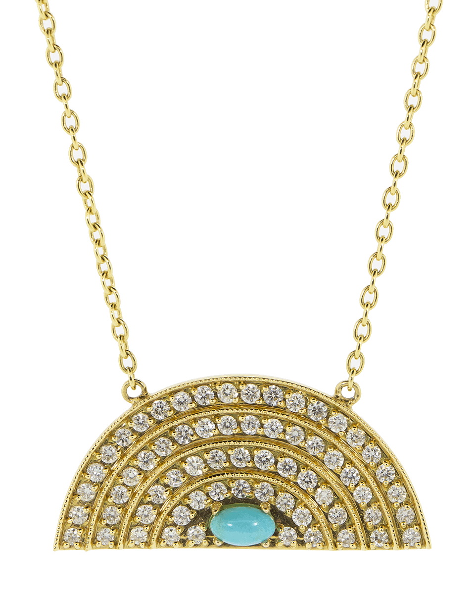 ANDREA FOHRMAN-Medium Diamond And Turquoise Rainbow Necklace-YELLOW GOLD