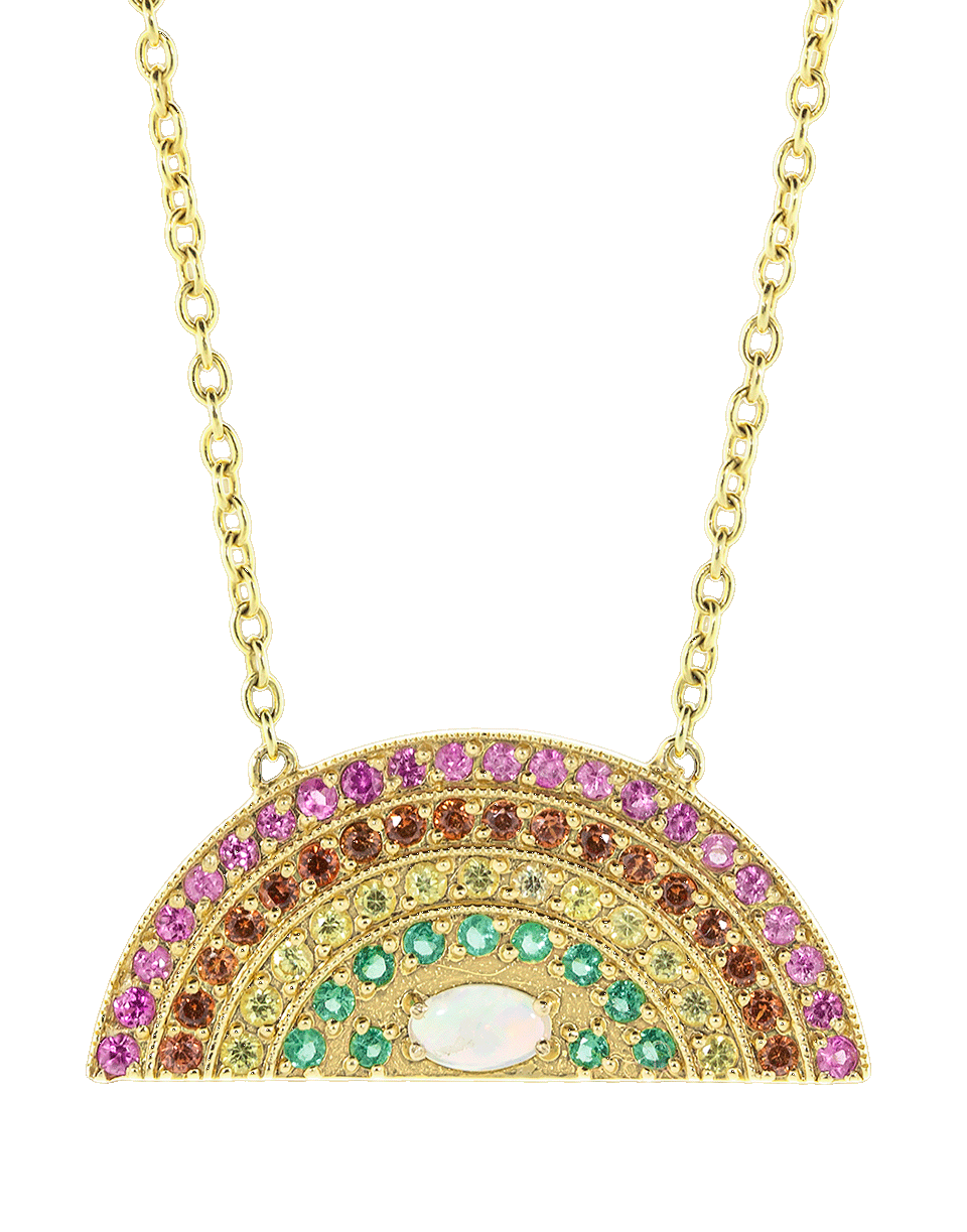 ANDREA FOHRMAN-Medium Multi Sapphire Rainbow Necklace-YELLOW GOLD