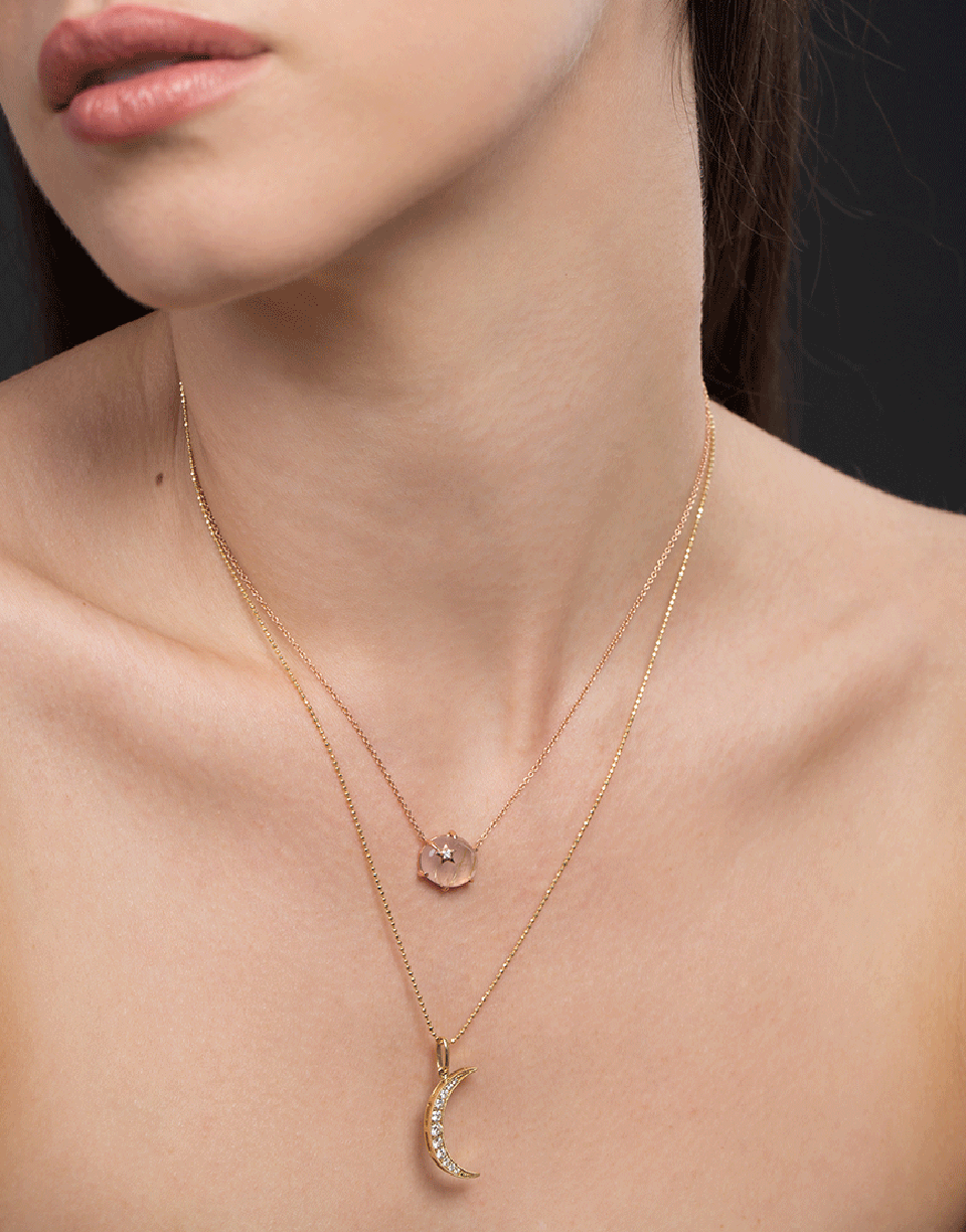 ANDREA FOHRMAN-Medium White Diamond Luna Necklace-YELLOW GOLD