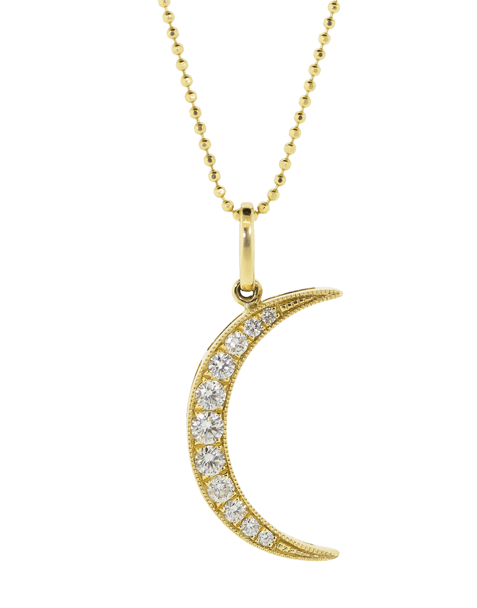 ANDREA FOHRMAN-Medium White Diamond Luna Necklace-YELLOW GOLD