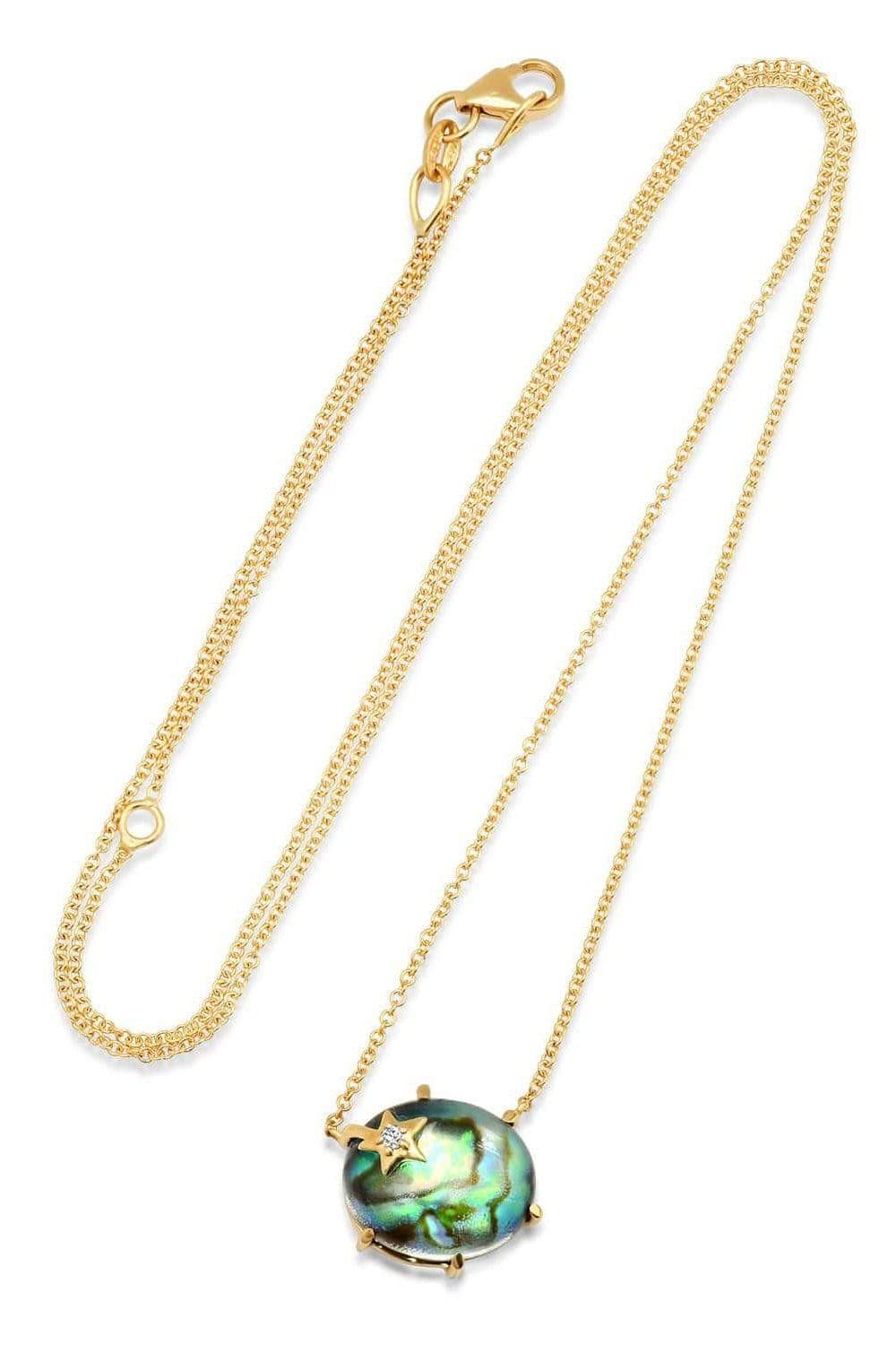 ANDREA FOHRMAN-Mini Galaxy Dark Mother of Pearl Necklace-YELLOW GOLD