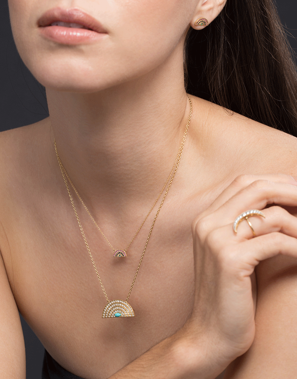 ANDREA FOHRMAN-Mini Multi Sapphire Rainbow Necklace-YELLOW GOLD