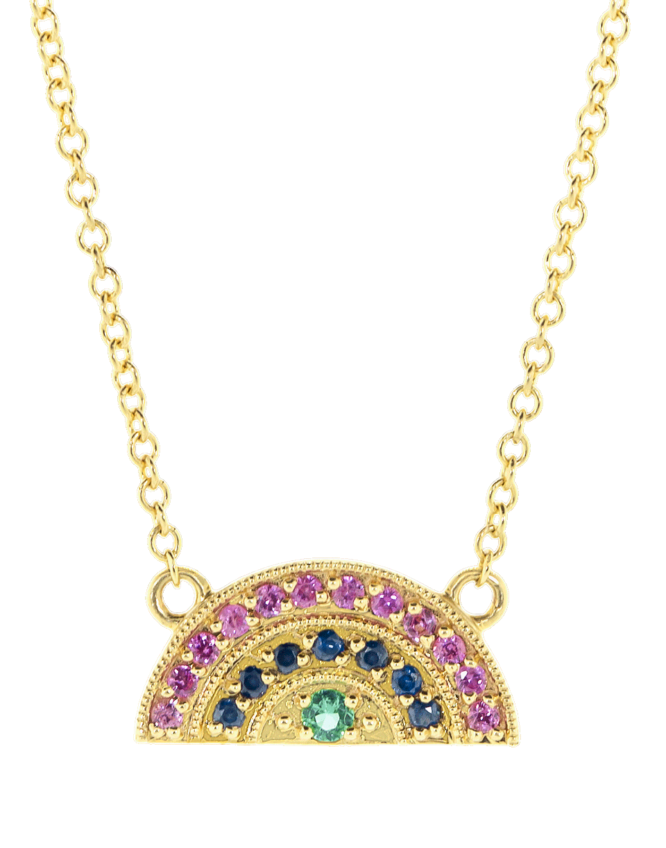 ANDREA FOHRMAN-Mini Multi Sapphire Rainbow Necklace-YELLOW GOLD