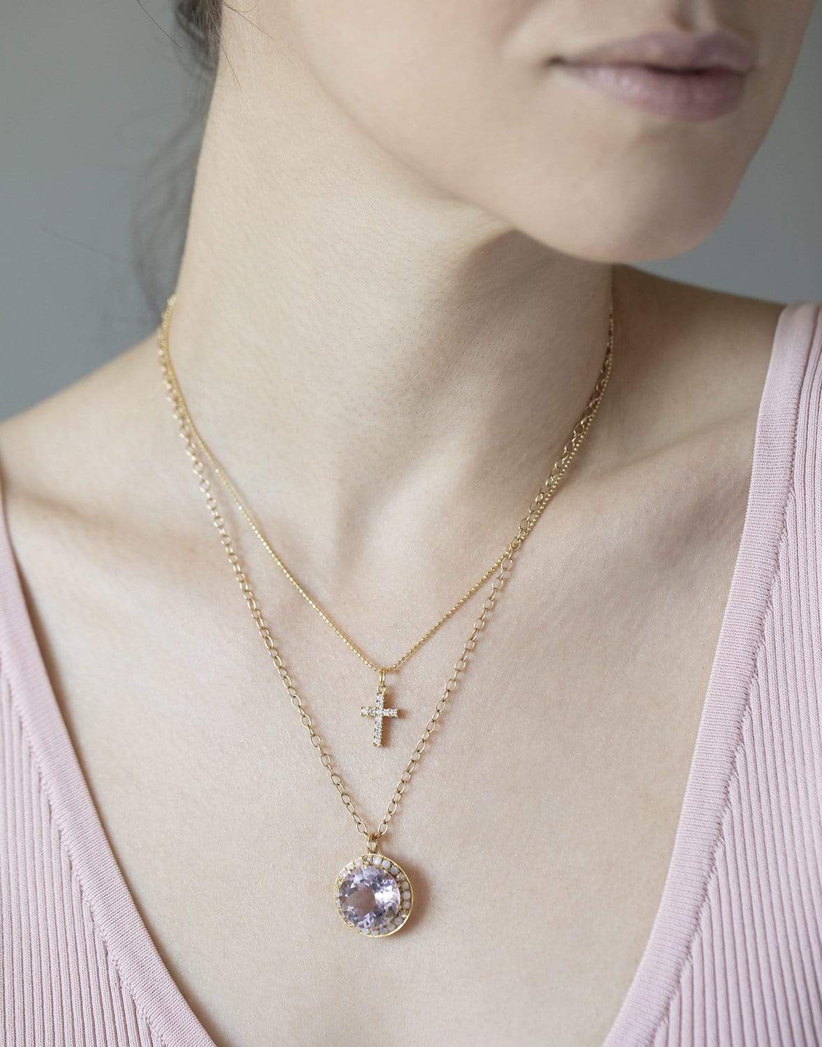 ANDREA FOHRMAN-Rose de France Opal Necklace-YELLOW GOLD