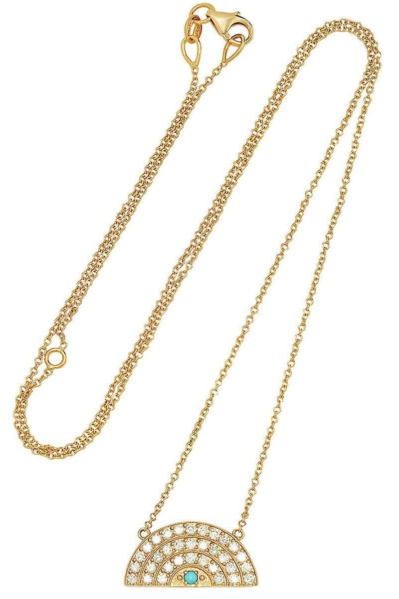 ANDREA FOHRMAN-Small Turquoise Rainbow Necklace-YELLOW GOLD